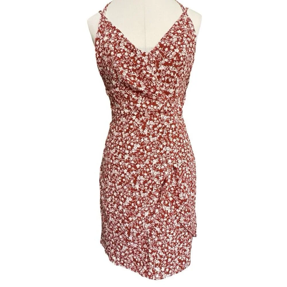 HYFVE HYFVE HYFVE Double Strap Floral Backless Dress Women's Medium‎ Rust NEW - Picture 8 of 16